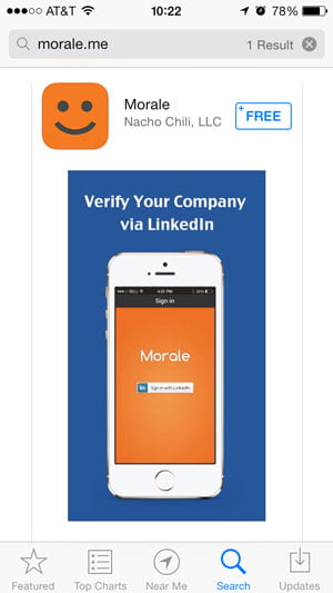 iOS 7 app store screen showing morale.me app