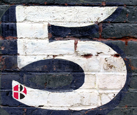 Picture of 5 on brick wall for feature image of HR Examiner August 6, 2014 Five Things