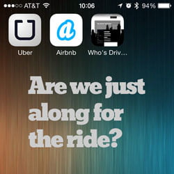 image of iOS screen with airbnb and uber app icons and text from HR Examiner story