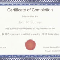 image of certificate hbhr program on hrexaminer.com may 30 2014 by heather bussing