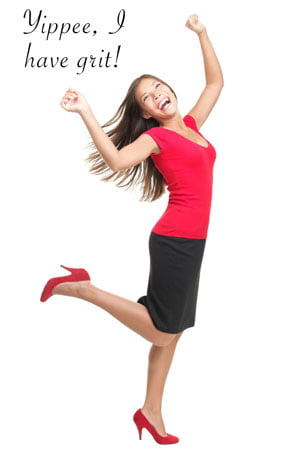 photo of woman saying, "Yippee, I have grit!"