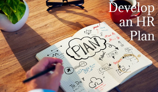 Picture of person hand writing a plan on feature image of HR Examiner Weekly Edition v5.31 for August 22, 2014 on How to Develop an HR Business Plan