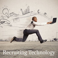 picture of business man running madly with computer