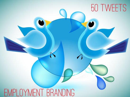 illustration of social media birds twitter like on hrexaminer.com article about employment branding tweets April 20, 2015 by John Sumser