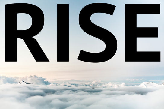 photo above clouds with text rise on hrexaminer.com feature article v6.20 May 29, 2015 