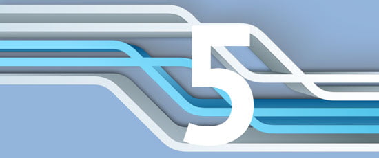 conceptual graphic illustration with parallel lines and numeral 5 in HRExaminer.com article by John Sumser,  Five links Engineering and HR published June 1, 2015 