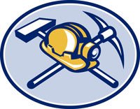 illustration of coal miner helmet with pick and hammer in HRExaminer.com article by Paul Hebert published 2015-06-23 about Sentinel Employees