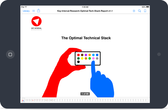 image of tablet with report on screen from KeyInterval Research (Optimal Tech Stack)