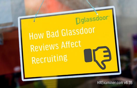 photo of yellow sign on glass door in HRExaminer.com feature article v6.35 published September 18, 2015 titled How Bad Reviews Affect Recruiting